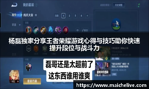 杨磊独家分享王者荣耀游戏心得与技巧助你快速提升段位与战斗力